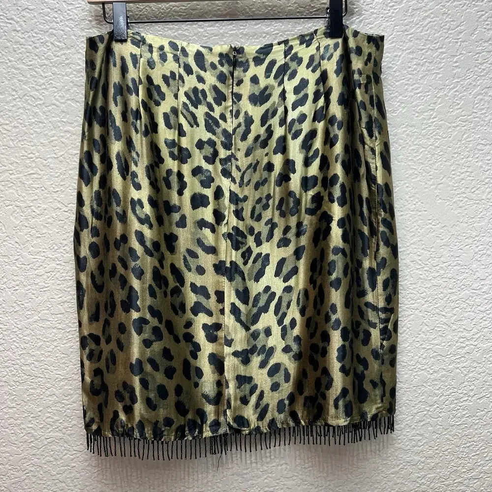 Russell Scott Women’s Sz 12 Animal Print Stretch Knee Length Leopard Skirt - Picture 6 of 10